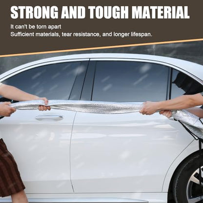 Car Windshield Cover for Ice and Snow, Thickened Windproof Four-season Protection Waterproof Dustproof Frost-proof Portable Car Cloth, Outdoor Indoor Foldable Protective Cover, for Cars (Silver)