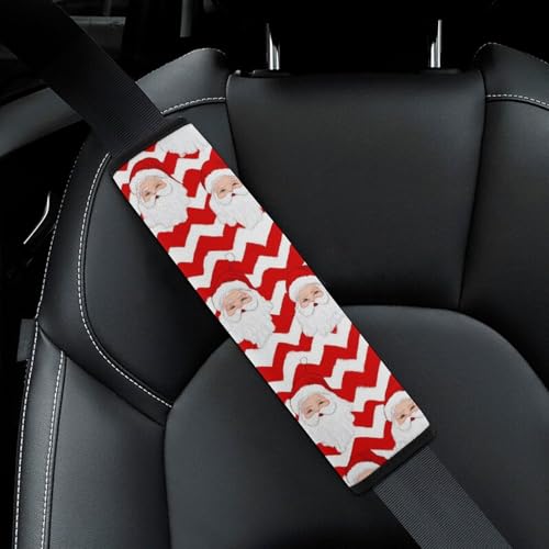 Comfortable Cushion Pad Car Shoulder Strap Harness Pad, Christmas Santa Claus Red 2PCS Car Belt Covers - color: Color843