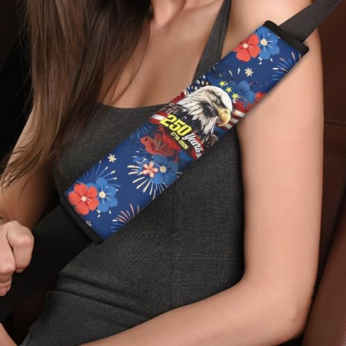 USA 250th Eagle 2 Pack Car Seat Belt Pad Cover Thickened Car Safety Seat Belt Strap Shoulder Pad Fashion Auto Interior Universal Fit Most Cars Women Men - color: USA 250th Eagle