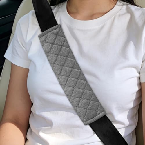 2PCS Car Seat Belt Pads Cover, Fluffy Car Seatbelt Covers, Soft Car Seat Belt Strap Cushion Protect Your Neck and Shoulder, Driving Seat Belt Shoulder Strap Cover for Most Autos (Grey) - color: Grey