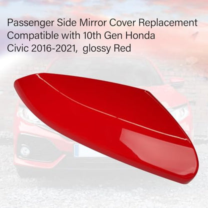 Moonlinks Compatible with 2016-2021 Honda Civic Passenger Side Mirror Cover Replacement,Red Mirror Cap for 10th Gen Civic,2019-2022 Insight,Right Side(1PC) - size: 10th-Right Red