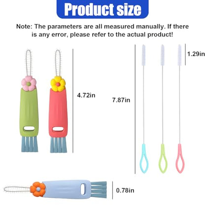 3 in 1 Cup Lid Cleaning Brush Set - Portable Straw Cleaner Tool Car Crevice Cleaner Brush Set for Bottle Gap Tight Spaces - Multifunctional Car Cleaning Brushes Cup Mouth Scrubber (1Set)