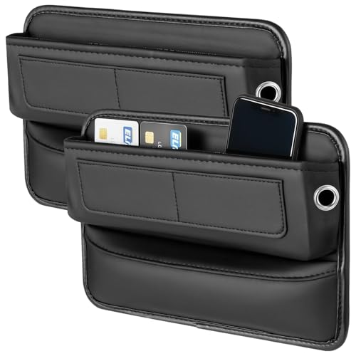2 Pcs Car Seat Gap Filler Organizer, Universal Premium Leather Front Seat Side Organizer, Gap Filler for Car, Leather Car Storage Box with Multi-Pocket Design for Car Truck