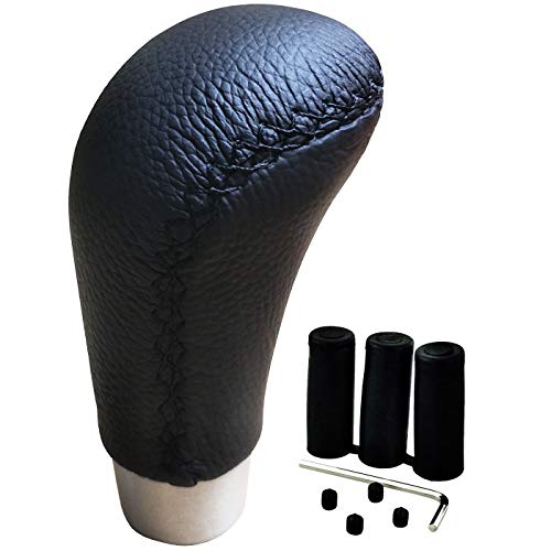 Lunsom Leather Car Shifting Head Type R Alloy Most Car Gear Shift Lever Knob Shifter Stick Handle Heads Fit Most Transmission Manual Vehicle (Black) - color: Black Suture