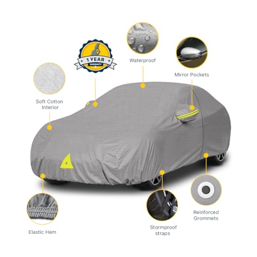 Seal Skin Covers Waterproof Car Cover for Sedan, All Weather UV Protection, Windproof Straps, Dustproof, Soft Cotton Lining, Outdoor Automobile Cover with Mirror Pockets(177" L X 59" H) - size: C1 Sedan Up To 177"L X 59"H