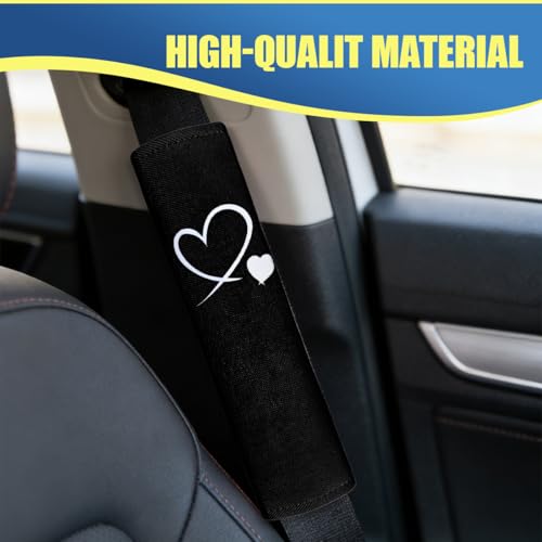Craedli 2PCS Heart-Shaped Car Seat Belt Covers, Comfortable Auto Seat Shoulder Strap Pads Protect Neck, Cute Soft Vehicle Safe Harness Pad for Most Cars (Black) - color: Black