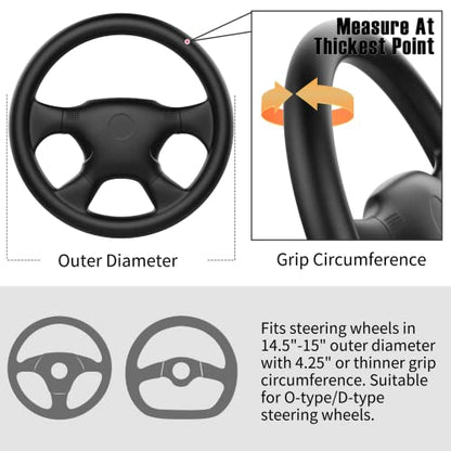 SEG Direct Genuine Leather Steering Wheel Cover, Stitch On Wrap, 15 Inch Steering Wheel Wrap for Car Truck SUV Pickup Boat, DIY Sewing with Needle Thread, Gray - color: Gray