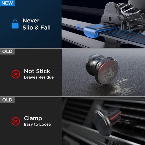 LISEN Upgraded Magnetic Phone Clip for Car - Ultra Strong 6 Magnets - Holder for 4-6.7 inch Smartphones (Gold) - color: Gold