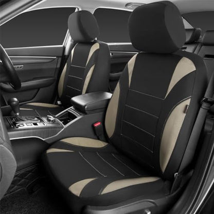 CAR PASS Neoprene EVA Waterproof car seat Covers Front Seats Only, Universal fit for SUV Vehicles Automotive with 5mm Composite EVA Inside,Airbag Compatible (Two Seats 6PCS, Black and Beige) - color: Black and Beige