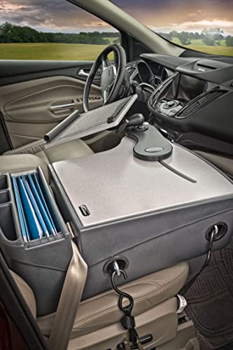 AutoExec Reach Car Desk for Your Vehicle Workstation and Mobile Office, Front Seat, with 400 watt Power Inverter - color: Grey, style: 400 watt Power Inverter