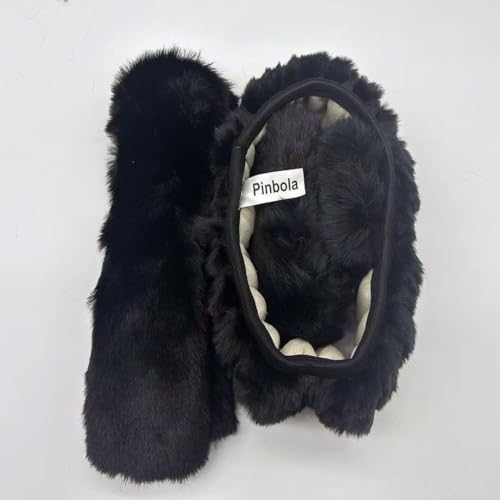 Pinbola 5pcs in 1 Set Faux Wool Steering Wheel Cover Soft Fluffy Handbrake Cover & Gear Shift Cover & 2pcs Seat Belt Shoulder Pads Warm Universal Fit for 15 Inch (Black) - color: Black