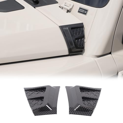2PCS Car Black Cowl Armor Corner Guards Outer Cowling Cover Compatible with INEOS Grenadier 2020-2025 Accessories, Car Hood Left Right Side Armor Cover Trim Exterior Accessories (Carbon Fiber) - color: Carbon Fiber