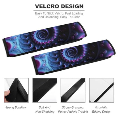 Fashion Car Seat Belt Covers Soft Cushion Pad Car Shoulder Strap Harness Pad Trippy Purple Tie Dye - color: Color860