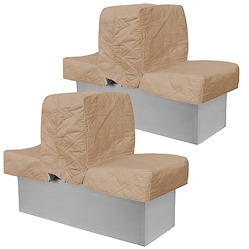 Back to Back Boat Seat Covers， Replacement Boat Lounge Seat Covers, Soft Microfiber Fabric, 100% Waterproof Boat Covers for Damaged Seats (2 Sets Gray Brown) - color: 2 Sets Brown