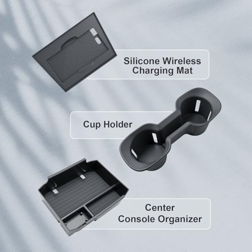 BIBIBO 3Pack for 2026 Subaru Outback Center Console Organizer 2026 Subaru Outback Console Armrest Tray+Cup Holder +Wireless Charging Mat 2026-Outback Insert Organizer Tray - color: Black-3Pack