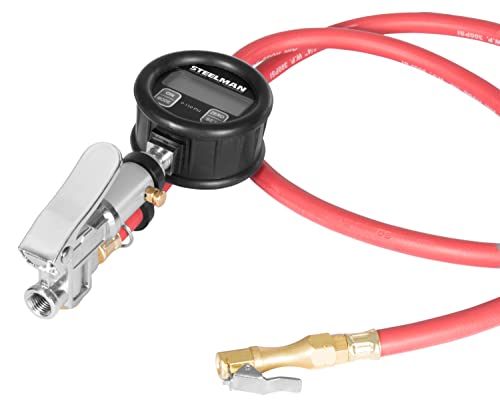 Steelman Digital Pressure Gauge Tire Inflator with 10-Foot Pneumatic Whip Hose, 0-150 PSI, Protective Casing - size: 10-Foot Hose