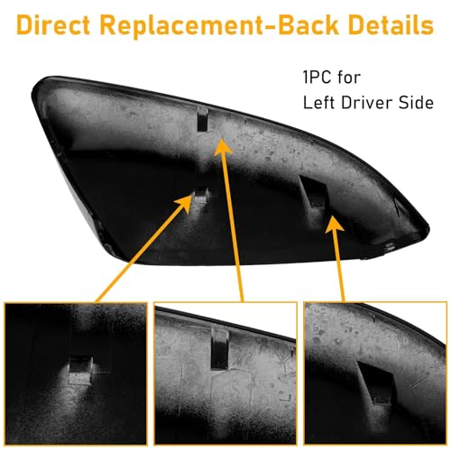 Moonlinks Compatible with 2016-2021 Honda Civic Driver Side Mirror Cover Replacement,Glossy Black for 10th Gen Civic,2019-2022 Insight,Left Side Door Rearview Mirror Cap Trim(1PC) - size: 10th-Left Black