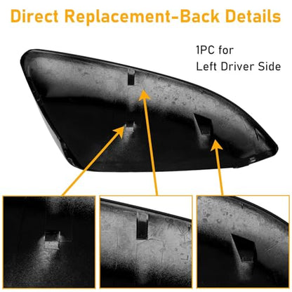 Moonlinks Compatible with 2016-2021 Honda Civic Driver Side Mirror Cover Replacement,Glossy Black for 10th Gen Civic,2019-2022 Insight,Left Side Door Rearview Mirror Cap Trim(1PC) - size: 10th-Left Black