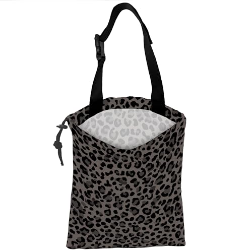 Car Trash Bag Hanging Black Gray Leopard Print Car Trash Can for Back Seat Waterproof Car Trash Bin with Adjustable Straps and Drawstring for Car Accessories Vehicle Travelling Camping - color: Black Gray Leopard Print
