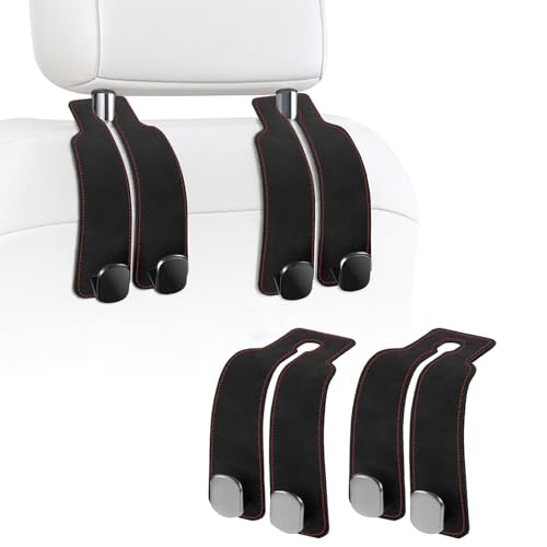 Travel Depot Headrest Hooks for Car, Purse Hook for Car, Premium Leather Twin Hook Car Seat Hooks, Double Hook Seat Back Storage Organizer for Purses, Bags, SUV, Truck, Vehicle, 2 Pack, Black - color: Black