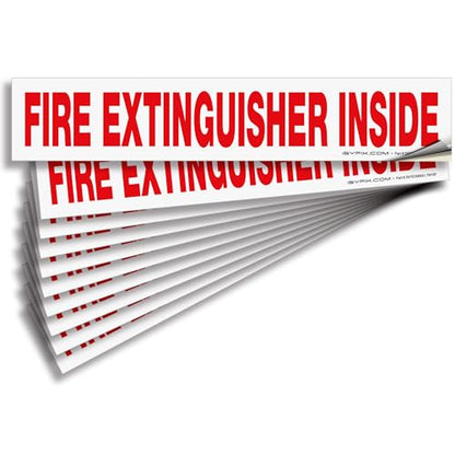 iSYFIX Fire Extinguisher Inside Sticker Sign – 10 Pack 9x1.7 Inch – Self-Adhesive Reflective Vinyl Decals, Laminated UV, Weather, Scratch, Fade Resistance, for Cars, Trucks, Trailers & Vehicles - color: White Reflective, size: 9x1.7 (10 Pack)