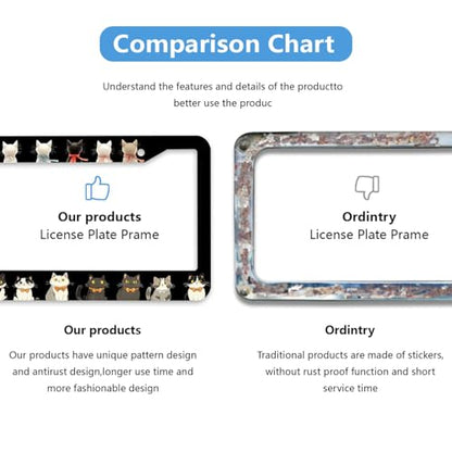 Cute Cat License Plate Frame Animals Bow Tie Print Cartoon Black Dark Personalise Funny Design Compatible with Standard License Plate Holder for USA 6 X 12 Inch with Screws - color: Cute Cat, size: 6"L x 12"W(1PC)