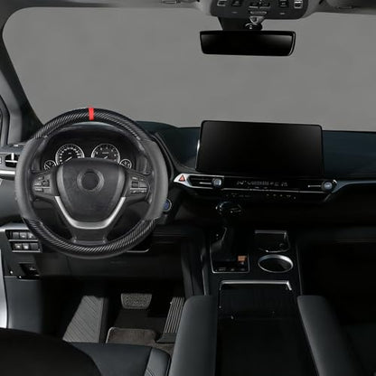 KAFEEK Customized Auto Car Steering Wheel Cover for Honda Civic, CR-Z, Insight, S2000, Small Size 14" - 14.25" Outer Diameter, Carbon Fiber, Black - color: Black, size: Small size[14"-14.25"]