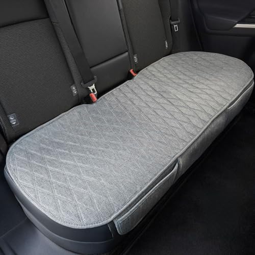 Universal Grey Anti-Slip Rear Car Seat Cover Size S - Faux Linen Bottom Bench Seat Cushion Fits Most of Vehicles Cars Truck SUV Van - Automotive Long Back Seats Protectors with Storage Pocket - color: Rear Size S Grey