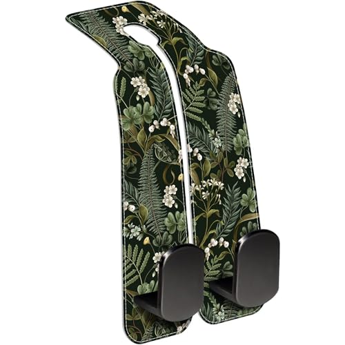 Purse Hook for Car White Flowers Berries and Leaves 1 Pack Headrest Back Seat Hook Premium Leather Double Metal Hanger Storage Pack Bag Purse Holder Car Accessories - color: White Flowers Berries and Leaves