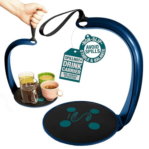 SpillNot+ - The SpillNot Portable Handheld Beverage Carrier, Nonspill Drink Tray, Innovative, Easy to Use - Blue - color: Blue