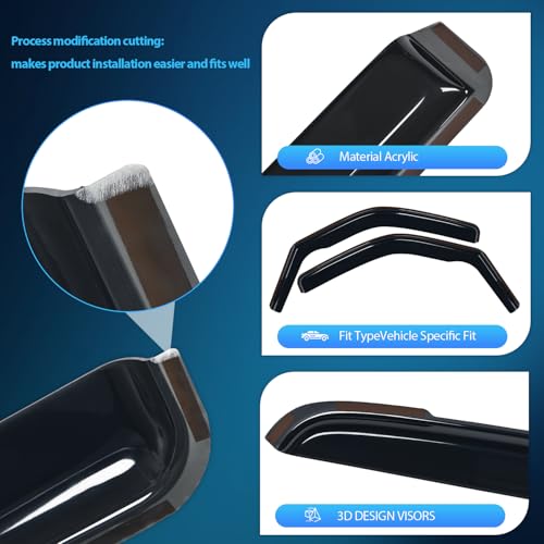 Nilight in-Channel Window Visors for 1996–2026 Chevy Express Van 1500/GMC Savana 1500, Vent Window Deflectors Rain Guards, Fresh Air in Rainy Weather, Highway Wind Noise Reduction-2PCS - color: 1996-2014 Chevy Express Van 1500