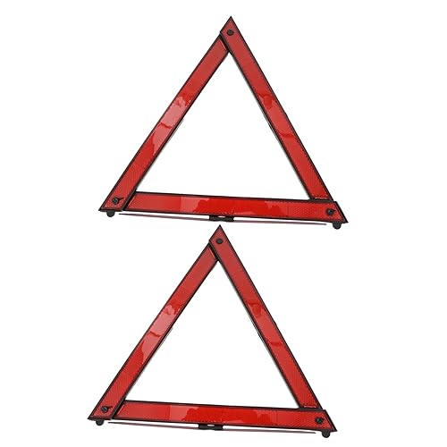 2pcs Auto Folding Safety Warning Sign Compact Roadside Emergency Reflective Triangle for Vehicle Maintenance Roadside Assistance and Construction Use