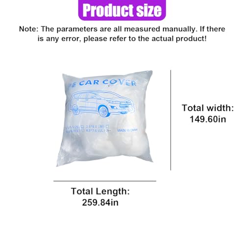4PCS Disposable Car Cover, 12. 5 x 21. 7Ft Waterproof Clear Plastic Full Car Cover with Elastic Band, Universal Dustproof Auto Protective Cover, Car Exterior Accessories for Sedan, Truck, SUV
