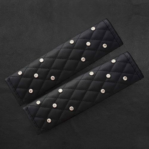 2Pack Bling Car Seatbelt Strap Covers & 1Pack Gear Shift Cover & 1Pack Handbrake Cover for Women Girls - Crystal Rhinestone Velvet Shoulder Pad Protector - Diamond Shine Safety Shoulder Pad - color: B-Diamond 4