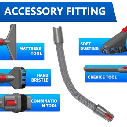 Vacuum Attachment Kit Compatible with Dyson V7 V8 V10 V11 V15 Vacuum Cleaner，Dryer Vent Hose Flexible Extension Hose Mattress Tool Stiff Brush Soft Bristle Crevice Tool Attachment for Home Cleaning - color: Home Cleaning Kit with Dryer Vent Hose