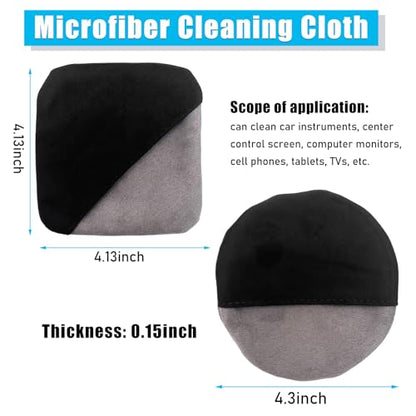 Ohleats Car Screen Cleaner, Microfiber Auto Screen Cleaning Pad, Foldable Touch Screen Cleaner Cloth for Vehicle Dashboard LCD Display, Interior Car Accessories (Square+Round) - color: Square+Round,2Pcs