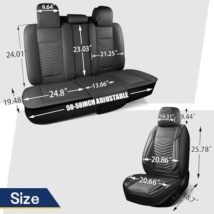 HChengkikz Car Seat Covers, Breathable Faux Leather Auto Seat Covers, Waterproof Automotive Seat Covers, Universal Vehicle Seat Covers for Sedans SUV Pick-up Truck (2 PCS Front Seat, Black) - color: Style2 Black, size: Front Seat