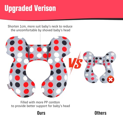 KAKIBLIN Baby Travel Pillow, Baby Neck Pillows for Car Seat,Upgraded Babies Head Pillow, Head and Neck Support for Car Seat, Stroller, Pushchair,Travel (Grey Pot) - color: Grey Pot