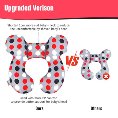 KAKIBLIN Baby Travel Pillow, Baby Neck Pillows for Car Seat,Upgraded Babies Head Pillow, Head and Neck Support for Car Seat, Stroller, Pushchair,Travel (Grey Pot) - color: Grey Pot
