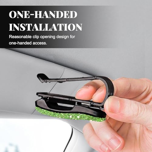 Wevdn 2 PCS Car Sun Visor Glasses Holder, Fashion Bling Car Eyeglasses Sunglasses Hanger for Women Girls, Glasses Holder Clip Hanger Mount with Ticket Card Clip, Car Accessories (Light Green) - color: Light Green