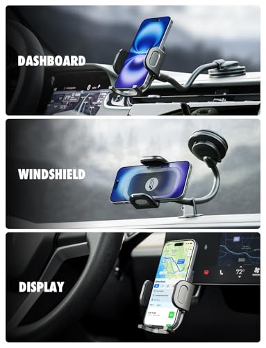 Bracketron Cell Phone Holders for Your Car, 7.5" Flexible Gooseneck Phone Holder for Car Dashboard & Windshield, One-Hand Release TripGrip 2.0 Car Phone Holder Mount Compatible with iPhone and Samsung - style: Windshield Flex 2.0