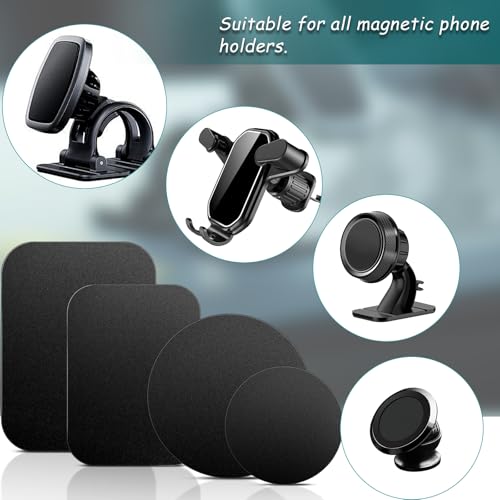 Mount Metal Plate with Adhesive for Magnetic Phone Car Mount Holder, 20 Pack Universal Replacement Metal Plates Black Rectangular Iron Stickers Steel Sheets Compatible with Magnetic Mounts, 75x55 mm - color: Black, size: Rectangle 75x55mm-20p