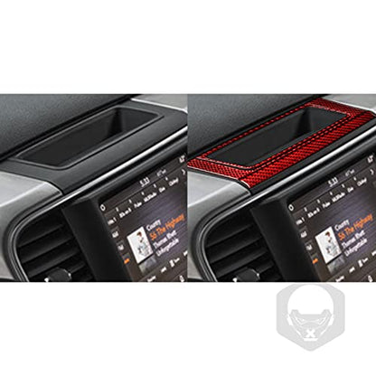 Top Panal of Center Console Navigation GPS Radio Panel Trim Interior Accessories Compatible with Dodge Ram 1500/2500/3500 2013 2014 2015 2016 2017 2018 Red Real Carbon Fiber - color: Red 9