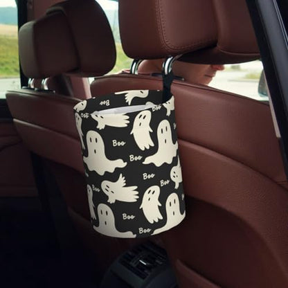 Ghost Pattern Car Trash Can Small Portable Car Garbage Bag for Back Front Seat RV's Camping Accessories - color: Ghost Pattern