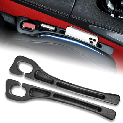 Car Seat Gap Filler Set of 2, Multifunctional Seat Side Gap Seam Filler Organizer with Phone Holder, Universal Fit Fill The Gap Between Seat & Console for Car, SUV, Truck
