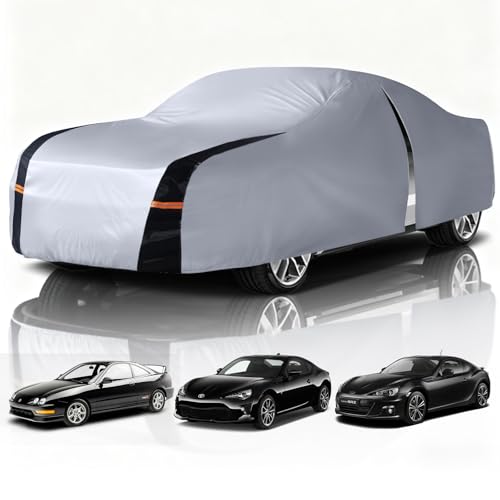 Small Car Cover 100% Waterproof All Weather, 10 Layers Outdoor Covers for Sports/Coupe -Custom Fit Acura Integra, Toyota 86, Subaru BRZ, Nissan 370Z, etc. Sun & Rain Protector. C2 (See Size Chart) - size: C2 Fit Coupe/Cabrio 165"-178" (See Size Chart)