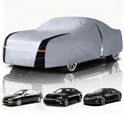Small Car Cover 100% Waterproof All Weather, 10 Layers Outdoor Covers for Sports/Coupe -Custom Fit Acura Integra, Toyota 86, Subaru BRZ, Nissan 370Z, etc. Sun & Rain Protector. C2 (See Size Chart) - size: C2 Fit Coupe/Cabrio 165"-178" (See Size Chart)