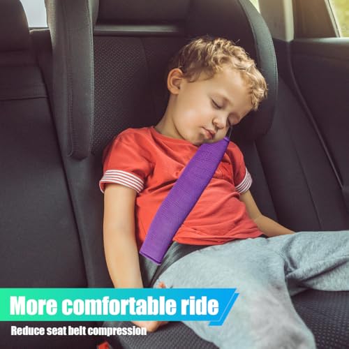 2PCS Long Car Seat Belt Cover Pads, Soft Mesh Seatbelt Shoulder Strap Protector Pad for Comfort Driving, Breathable Car Seat Belt Pad Harness Cushion Protect Your Neck and Shoulder (Purple) - color: Purple