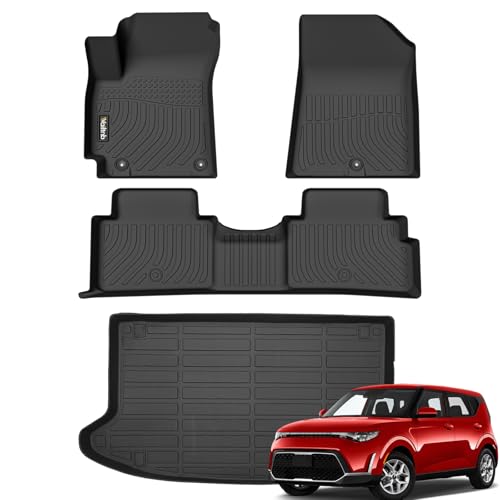 Wailtnb-Floor Mats & Cargo Mat Custom for Kia Soul 2024-2020 All Weather Mat Protection Waterproof Non-Slip Durable Floor Liners Full Set Soul Accessories Black - style: 15|For Soul|2020-2026|Set