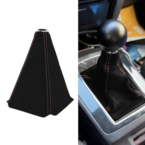 Car Shift Boot Cover, Stick Shift Cover, Suede Leather Manual Automatic Car Shifter Lever Knob Dust Protector, Dustproof Gear Shift Protection Sleeve Gaiter for Sedan Truck (Black Pink) - color: Black Pink
